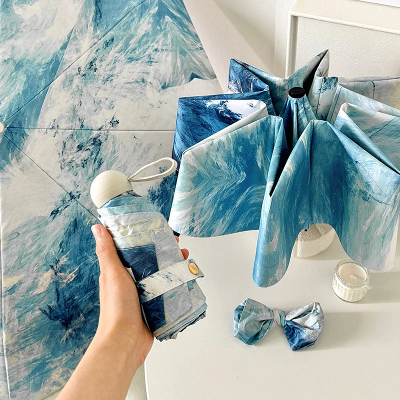 Dame elegant folder paraply med unikt marmor mønster Luvikno