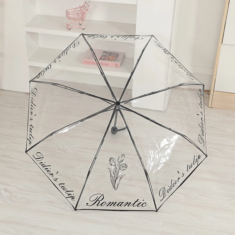 Damer elegant gjennomsiktig paraply med romantisk design Luvikno