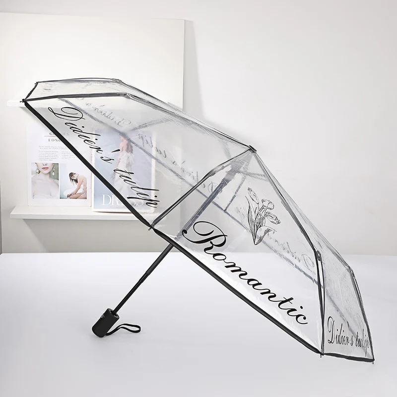 Damer elegant gjennomsiktig paraply med romantisk design Luvikno