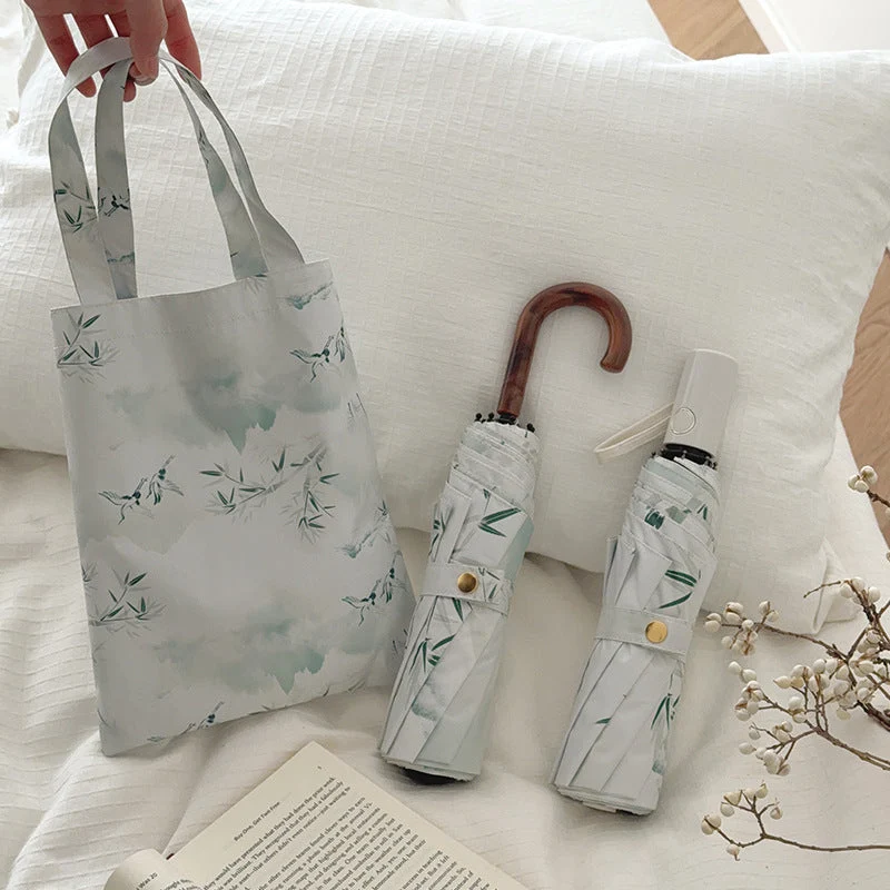 Dame shoppingbag med integrert sammenleggbart paraply Luvikno