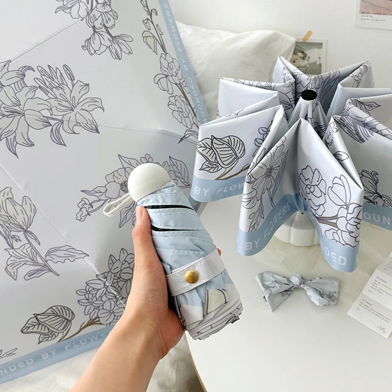 Dame kompakt paraply med blomstermotiv Luvikno