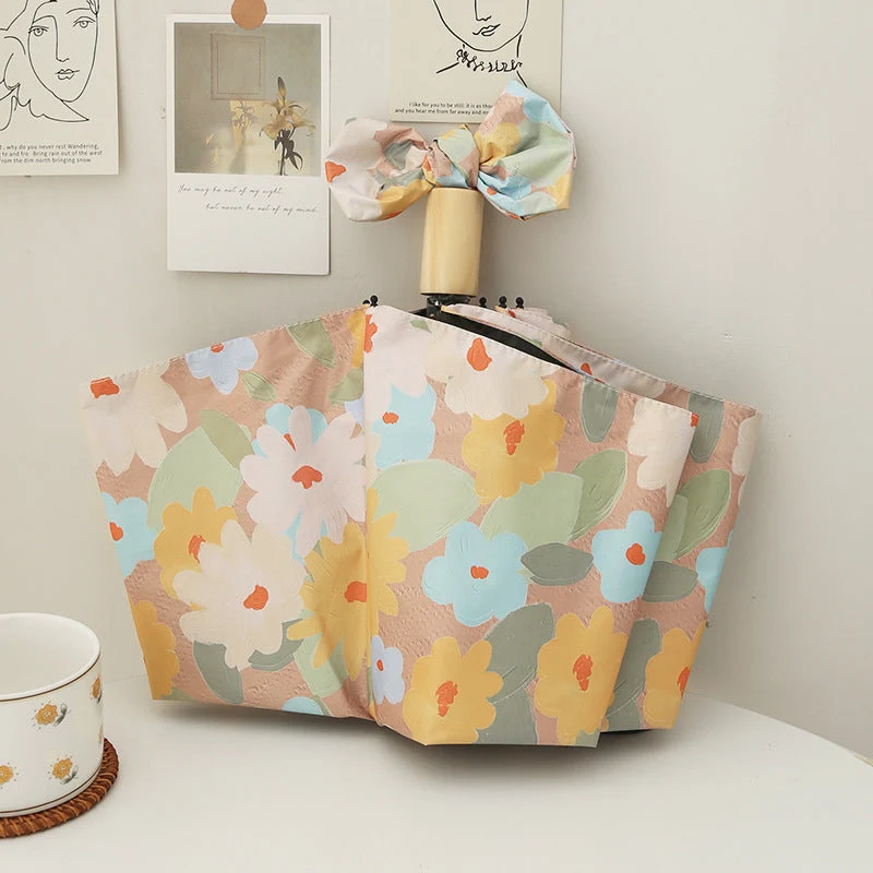 Dame sammenleggbar paraply med kreativt blomsterdesign og automatisk åpningsmekanisme Luvikno