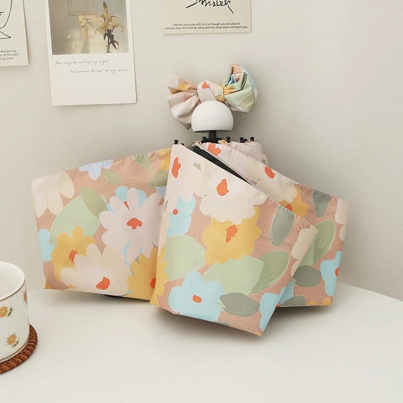 Dame sammenleggbar paraply med kreativt blomsterdesign og automatisk åpningsmekanisme Luvikno