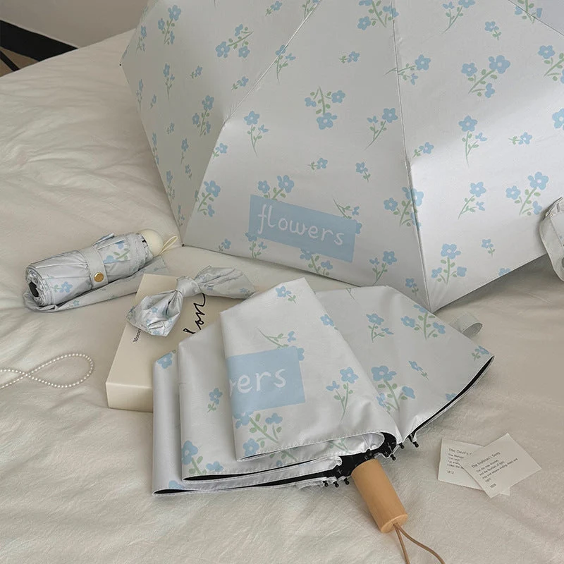 Damer Faltende Paraply med stilfullt blomsterdesign Luvikno