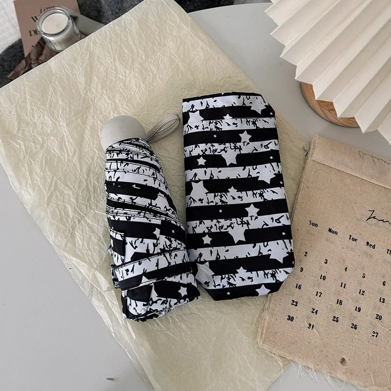 Damer Sammenleggbart Regnparaply med stilfullt Stripemønster Luvikno