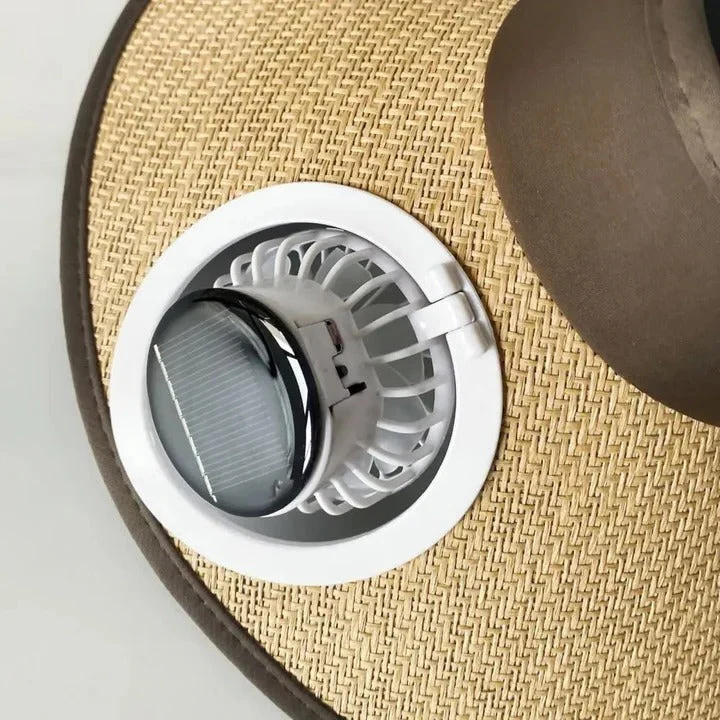 Bred brim solhatt med solcelledrevet vifte | Luvikno