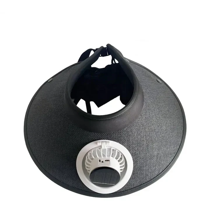 Bred brim solhatt med solcelledrevet vifte | Luvikno