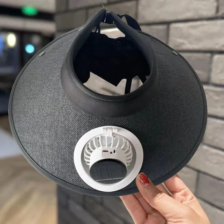 Bred brim solhatt med solcelledrevet vifte | Luvikno