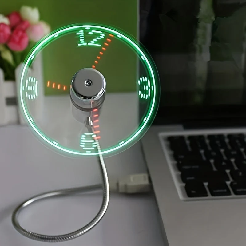USB skrivebordsvifte med LED klokkevisning | Luvikno