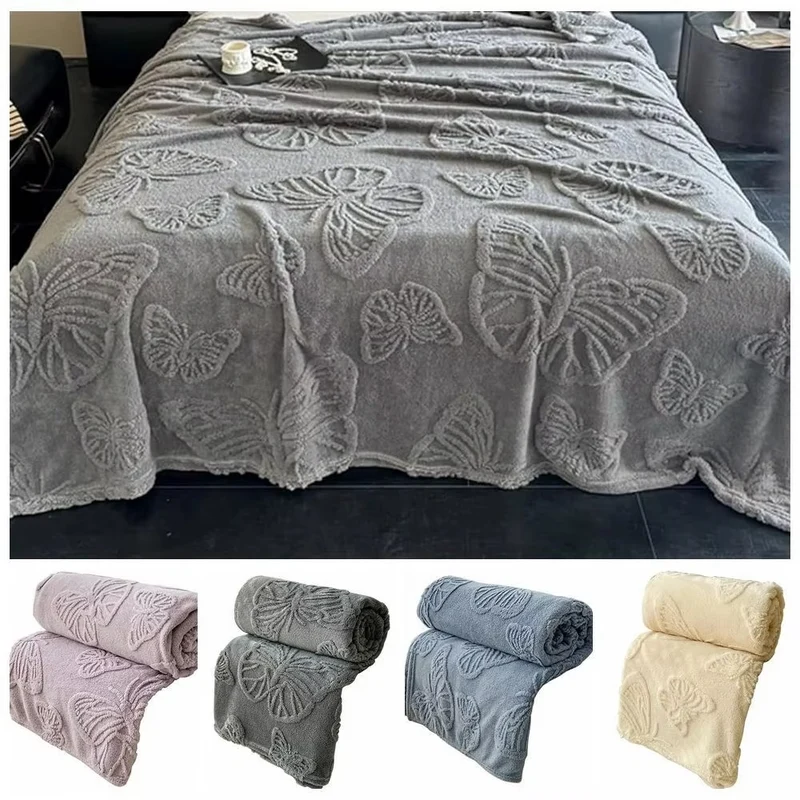 Dobbeltsidig avkjølende teppe med pustende kald effekt og 3D sommerfugl jacquard-design | Luvikno