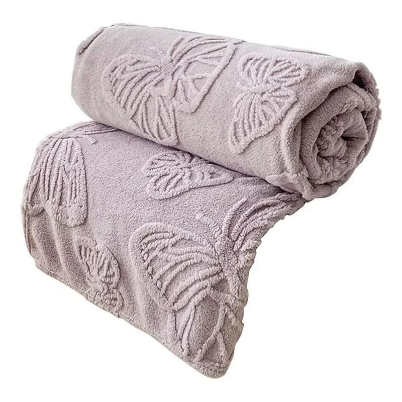 Dobbeltsidig avkjølende teppe med pustende kald effekt og 3D sommerfugl jacquard-design | Luvikno