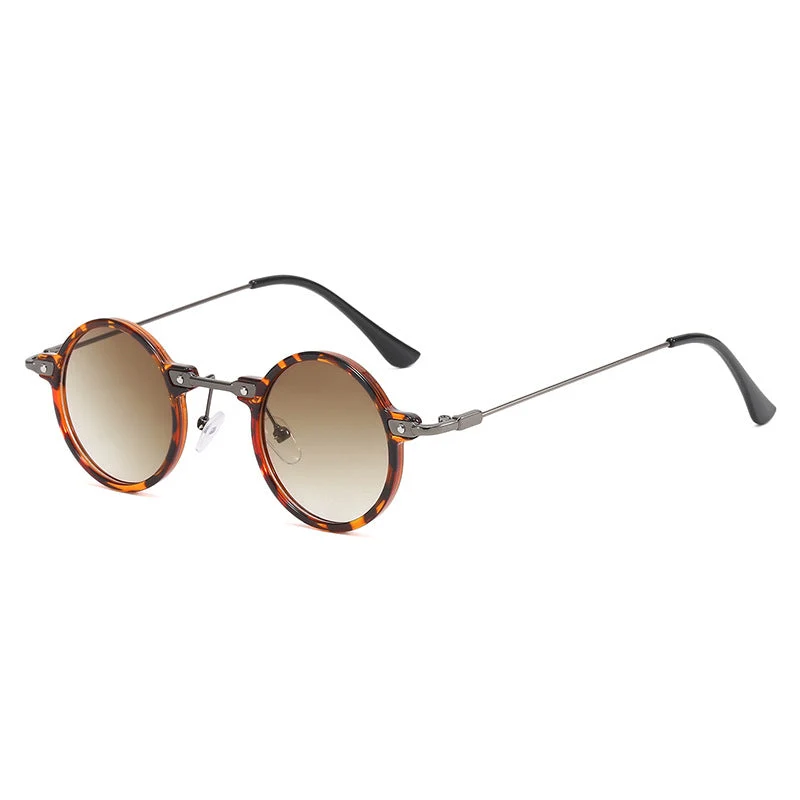 Damen moteriktig rund solbrille med stilig metallramme og polarisert glass Luvikno