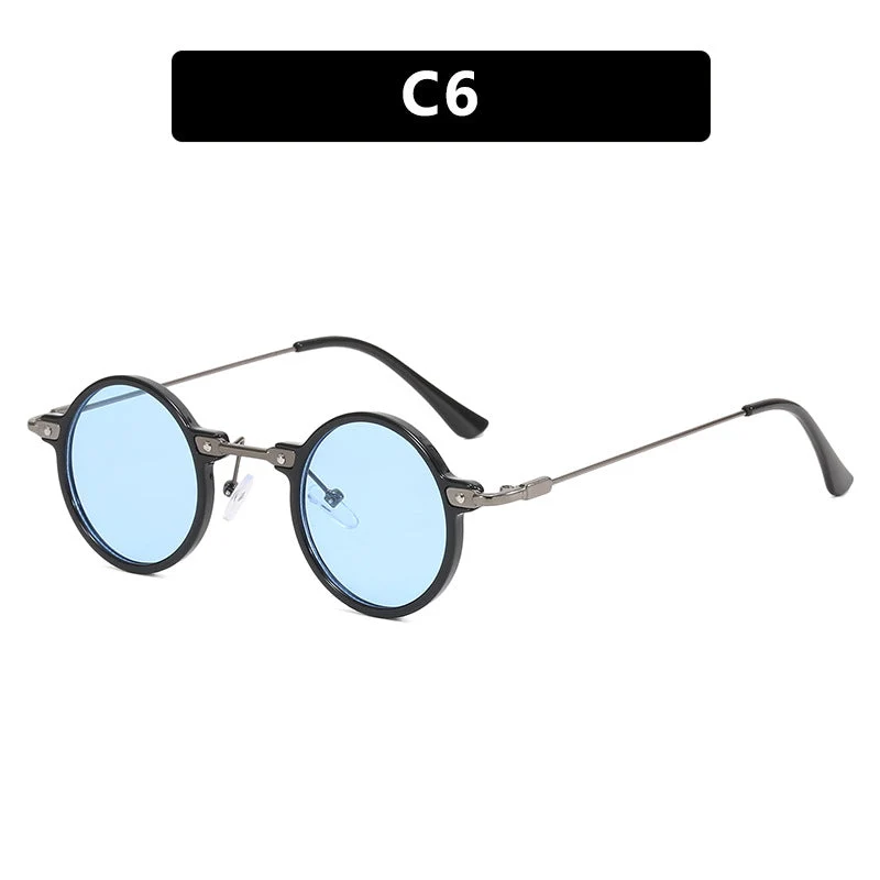 Damen moteriktig rund solbrille med stilig metallramme og polarisert glass Luvikno