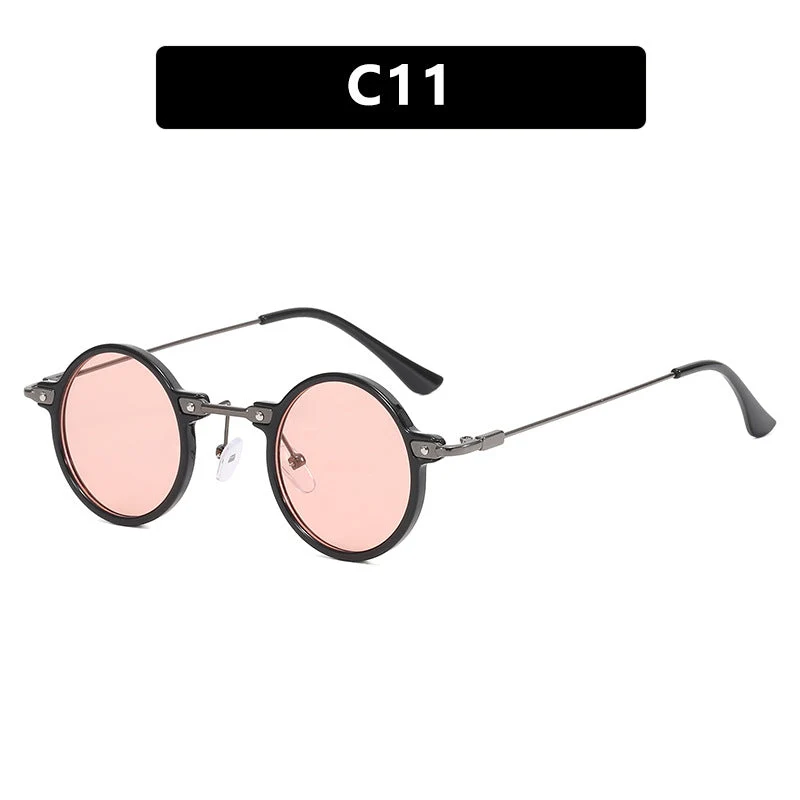 Damen moteriktig rund solbrille med stilig metallramme og polarisert glass Luvikno