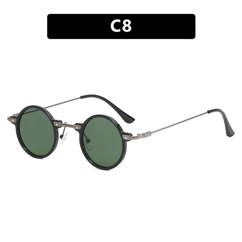 Damen moteriktig rund solbrille med stilig metallramme og polarisert glass Luvikno