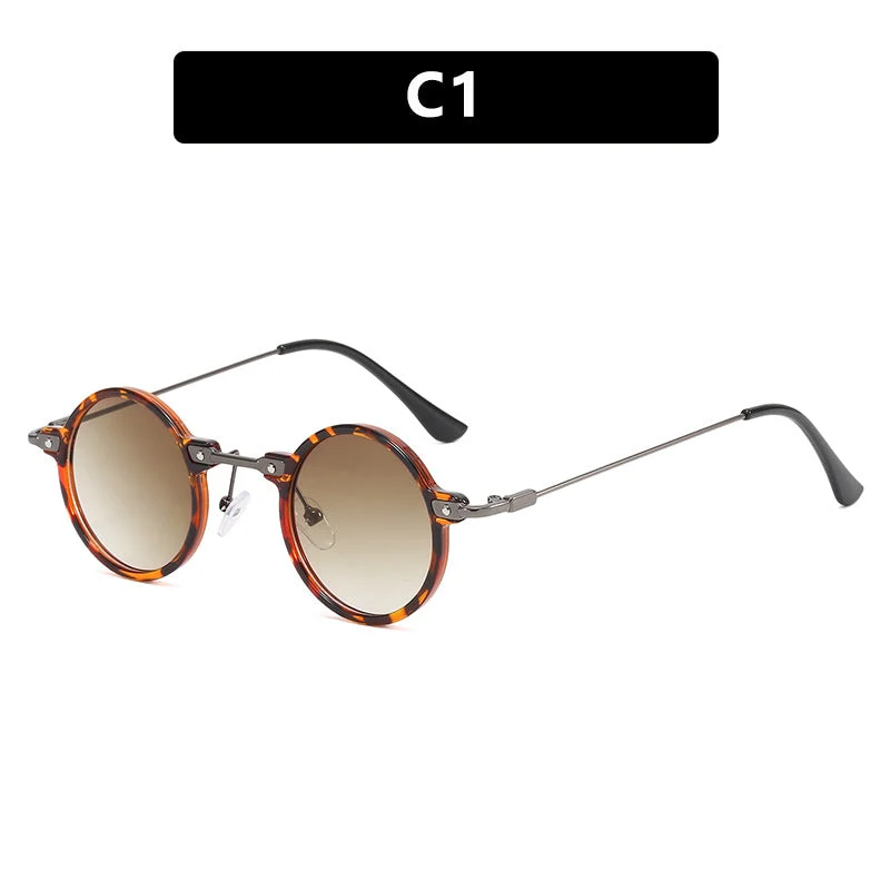 Damen moteriktig rund solbrille med stilig metallramme og polarisert glass Luvikno