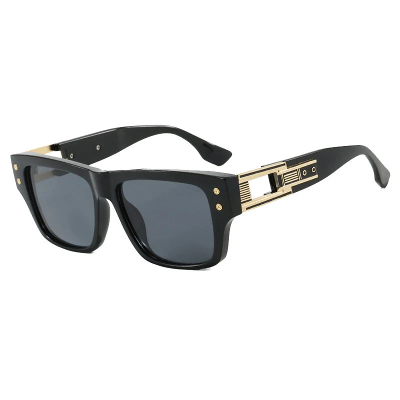 Dame moterik kvadratisk solbrille med elegant gyllen dekorasjon Luvikno