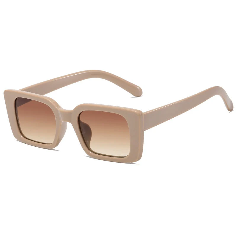 Dame moteriktig kvadratisk solbrille med bred, blank ramme Luvikno
