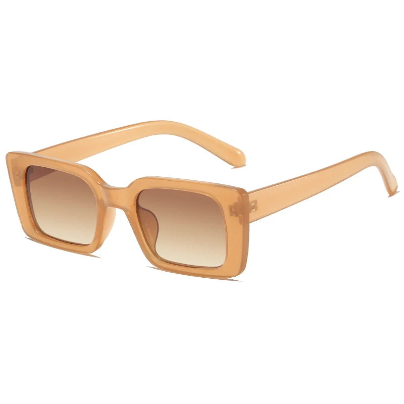 Dame moteriktig kvadratisk solbrille med bred, blank ramme Luvikno