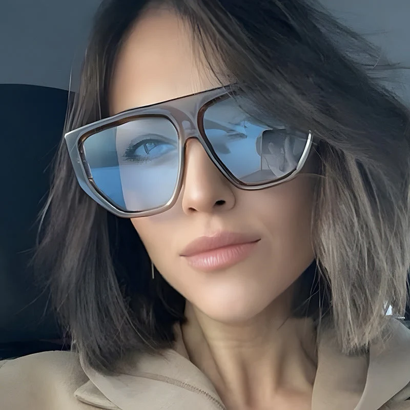 Dame fashionable oversized solbriller med innovativ ramme Luvikno