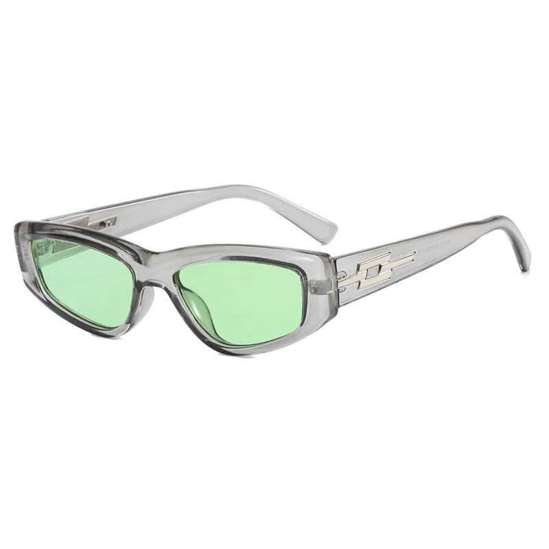 Dame moteriktig Cat-Eye solbrille med transparent ramme og kule glass Luvikno