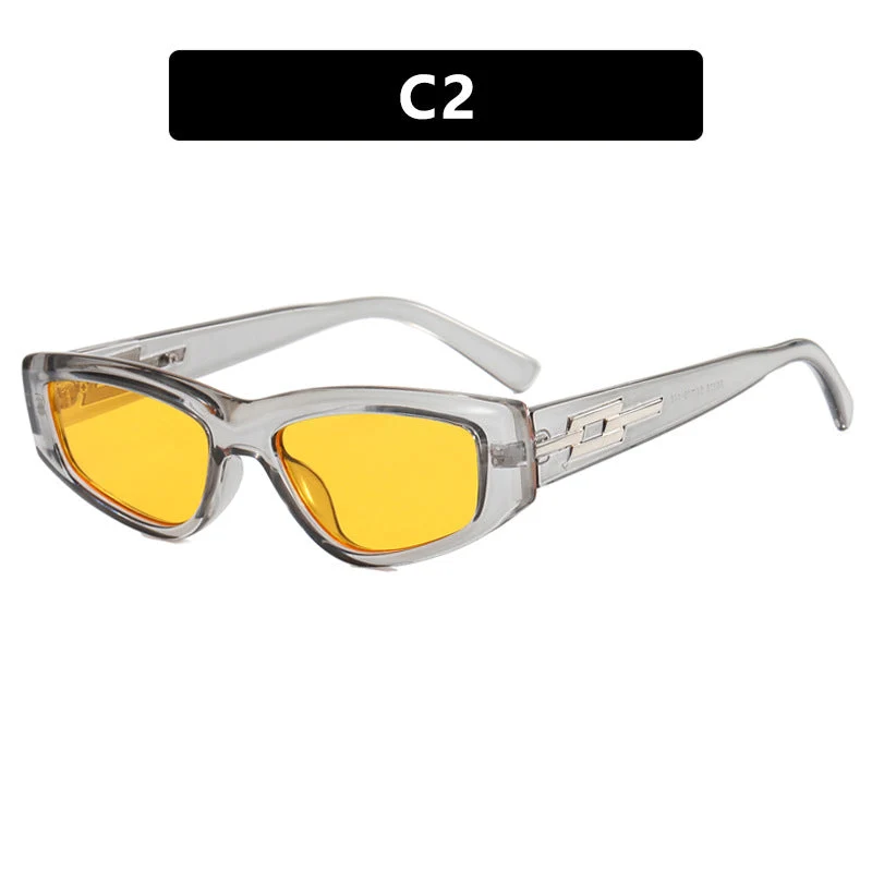 Dame moteriktig Cat-Eye solbrille med transparent ramme og kule glass Luvikno