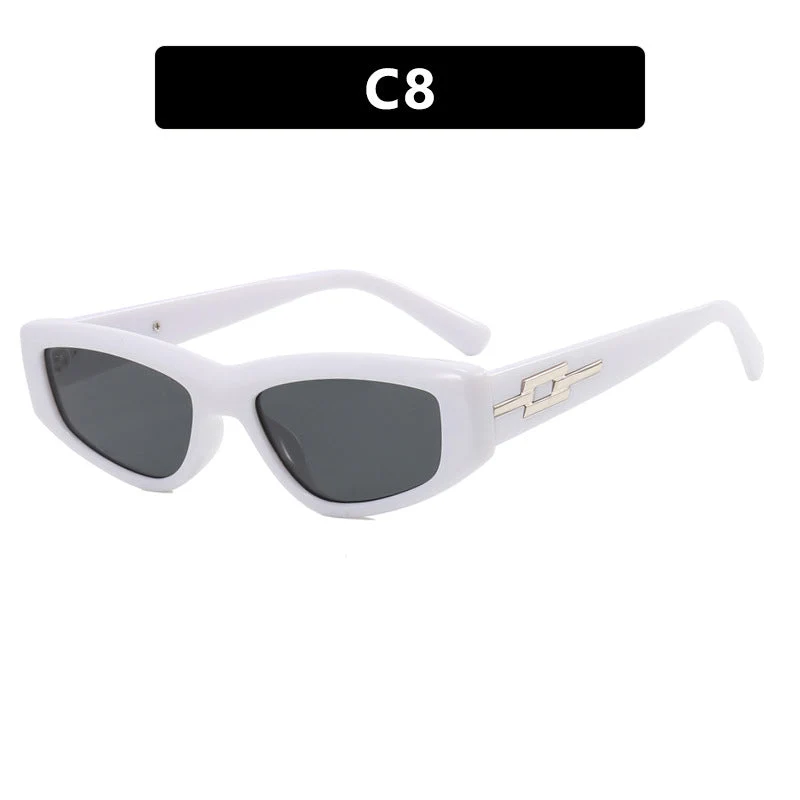 Dame moteriktig Cat-Eye solbrille med transparent ramme og kule glass Luvikno