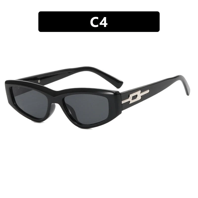 Dame moteriktig Cat-Eye solbrille med transparent ramme og kule glass Luvikno