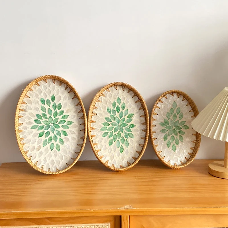 Dame Elegant Serveringsfat-set laget av håndvevd naturmateriale Luvikno