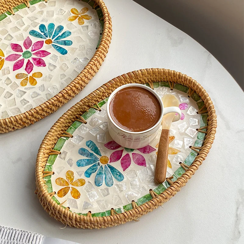 Dame Elegant Serveringsfat-set laget av håndvevd naturmateriale Luvikno