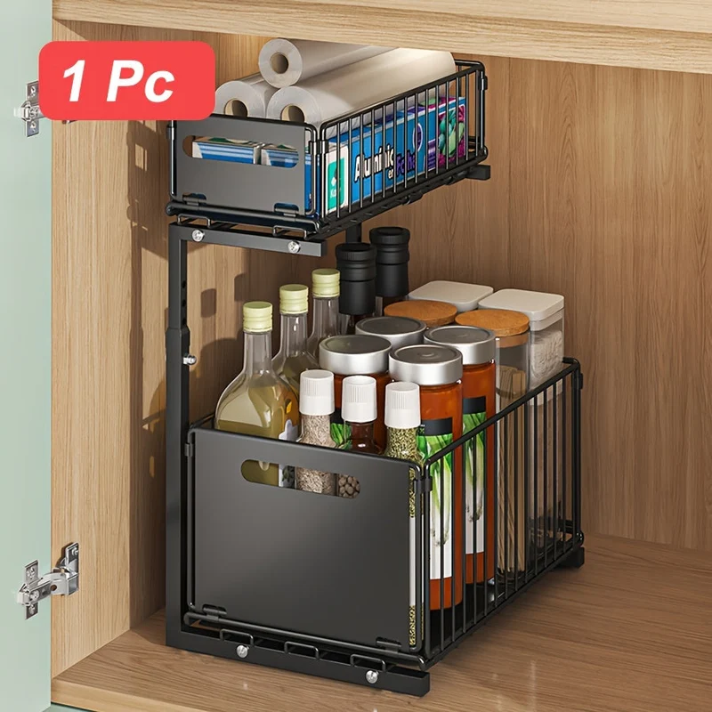 Pull-out Under-Cabinet Organizer 2 Levels | Luvikno