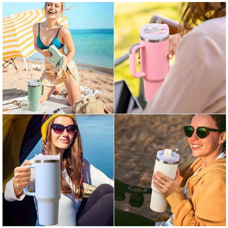 Tumbler Termokopp 1200 ml med håndtak, lokk og sugerør | Luvikno