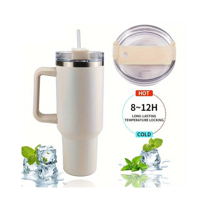 Tumbler Termokopp 1200 ml med håndtak, lokk og sugerør | Luvikno