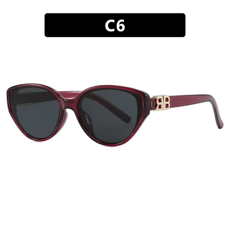 Dame modische Cat-Eye solbriller med elegant metallramme og UV-beskyttelse Luvikno