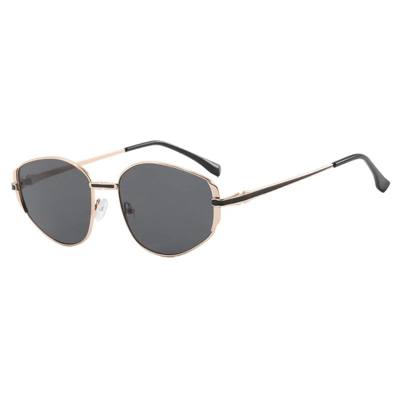 Dame moderne geometrisk solbrille med stilfull metallramme Luvikno