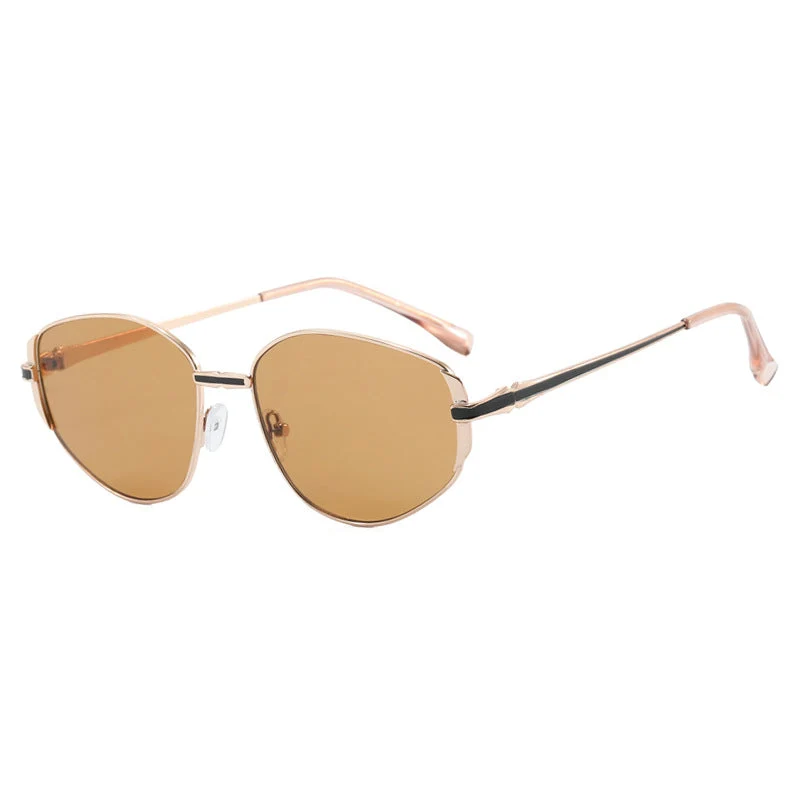 Dame moderne geometrisk solbrille med stilfull metallramme Luvikno