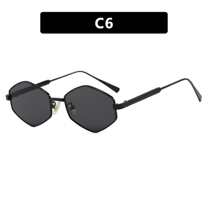 Dame hexagonal solbrille med elegante metallaksenter og UV-beskyttelse Luvikno