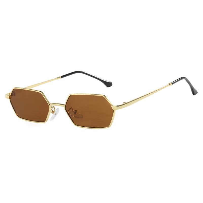 Dame hexagonal solbrille med elegant metallramme og UV-beskyttelse Luvikno