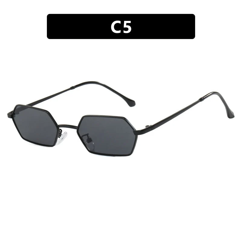 Dame hexagonal solbrille med elegant metallramme og UV-beskyttelse Luvikno