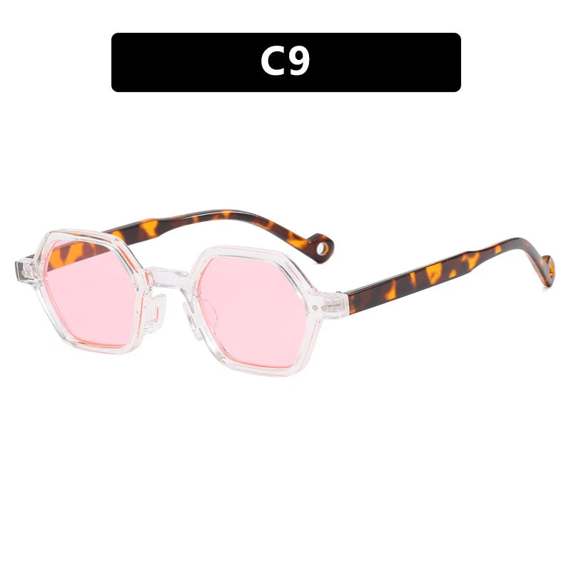 Dame heksagonal solbrille i moderne design med beskyttende linser Luvikno