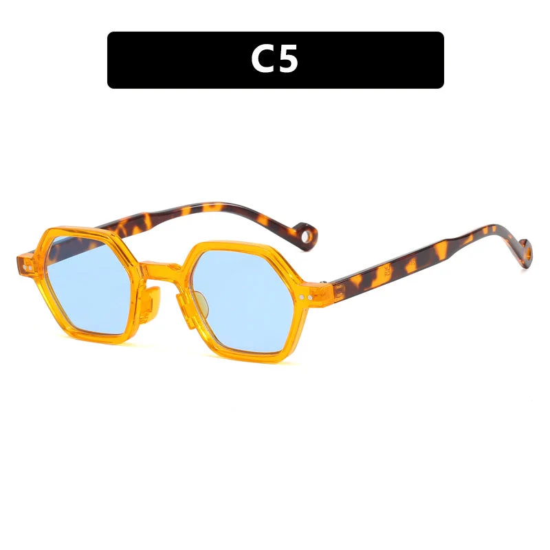 Dame heksagonal solbrille i moderne design med beskyttende linser Luvikno
