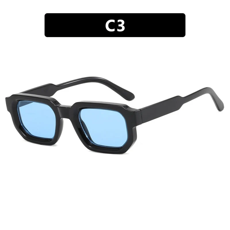 Dame geometrisk solbrille med stilleggende transparent ramme og polarisert glass Luvikno