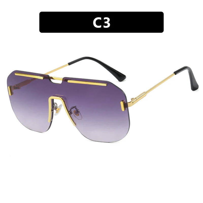 Dame geometrisk solbrille med stilramme i metall og UV-beskyttelse Luvikno