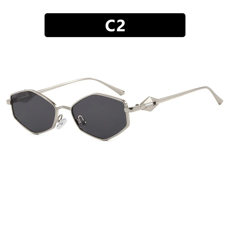 Dame geometrisk solbrille med beskyttende UV-filter og high-end metallramme Luvikno