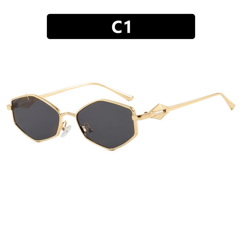 Dame geometrisk solbrille med beskyttende UV-filter og high-end metallramme Luvikno