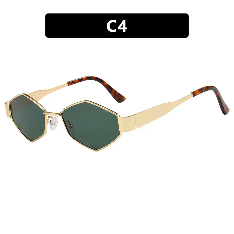 Damen geometrisk solbrille med smal metallramme og polarisert glass Luvikno