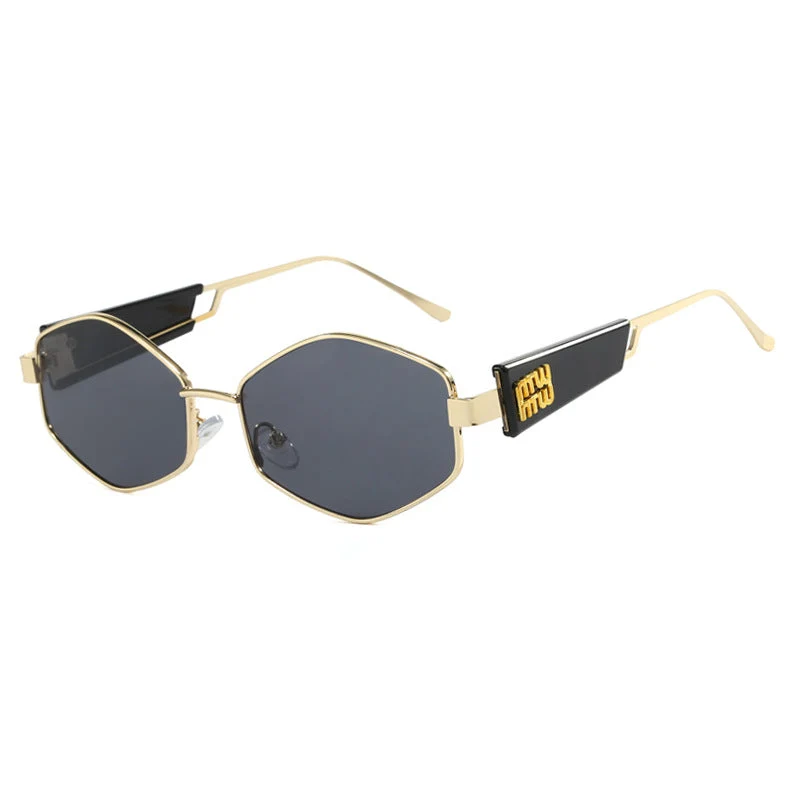 Dame geometrisk solbrille med moteriktig design og UV-beskyttelse Luvikno