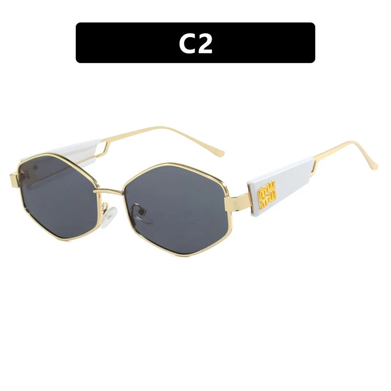 Dame geometrisk solbrille med moteriktig design og UV-beskyttelse Luvikno