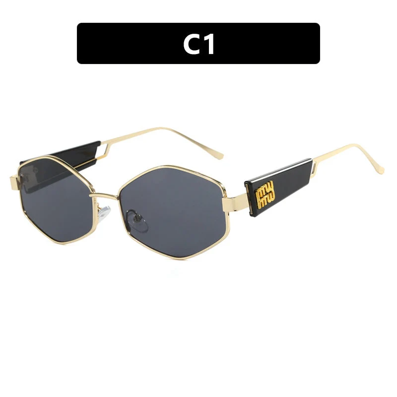 Dame geometrisk solbrille med moteriktig design og UV-beskyttelse Luvikno