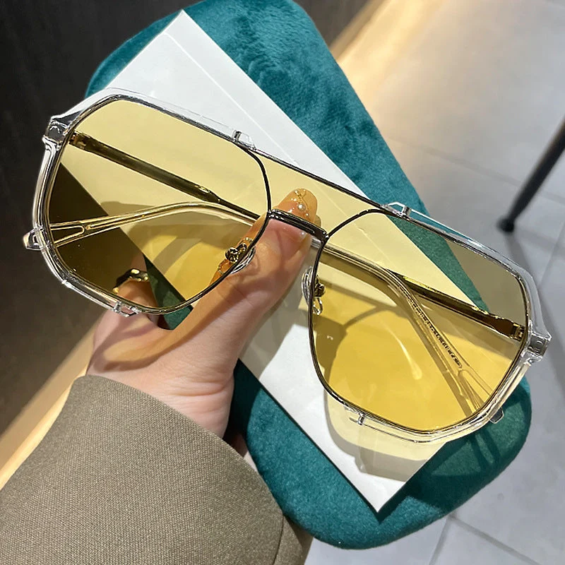 Dame geometrisk solbrille med spesiell ramme og UV-beskyttelse Luvikno
